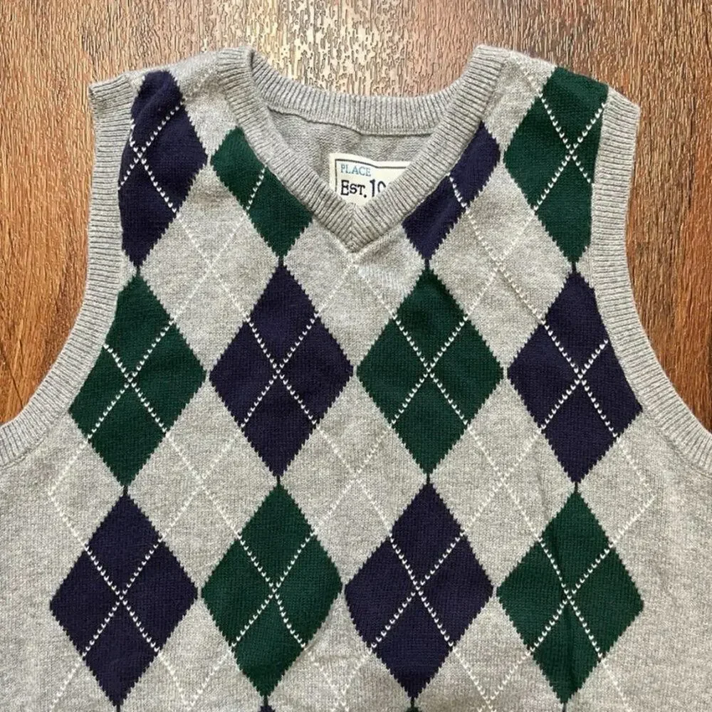 THE CHILDREN'S PLACE V-neck Argyle Sweater Vest  TODDLER 4T